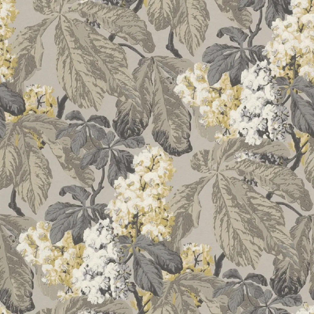 Décoration murale salon papier peint baroque fleurs gris argenté 10m