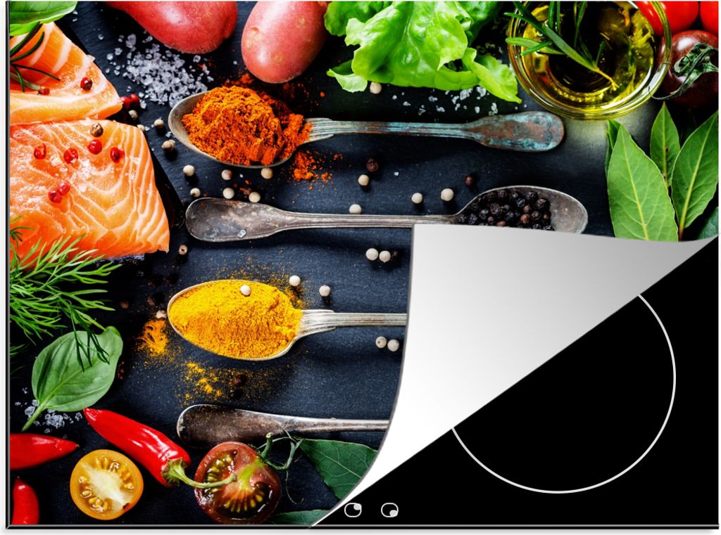 KitchenYeah© Herdabdeckplatte Kräuter - Löffel - Küche - Produktbild 
