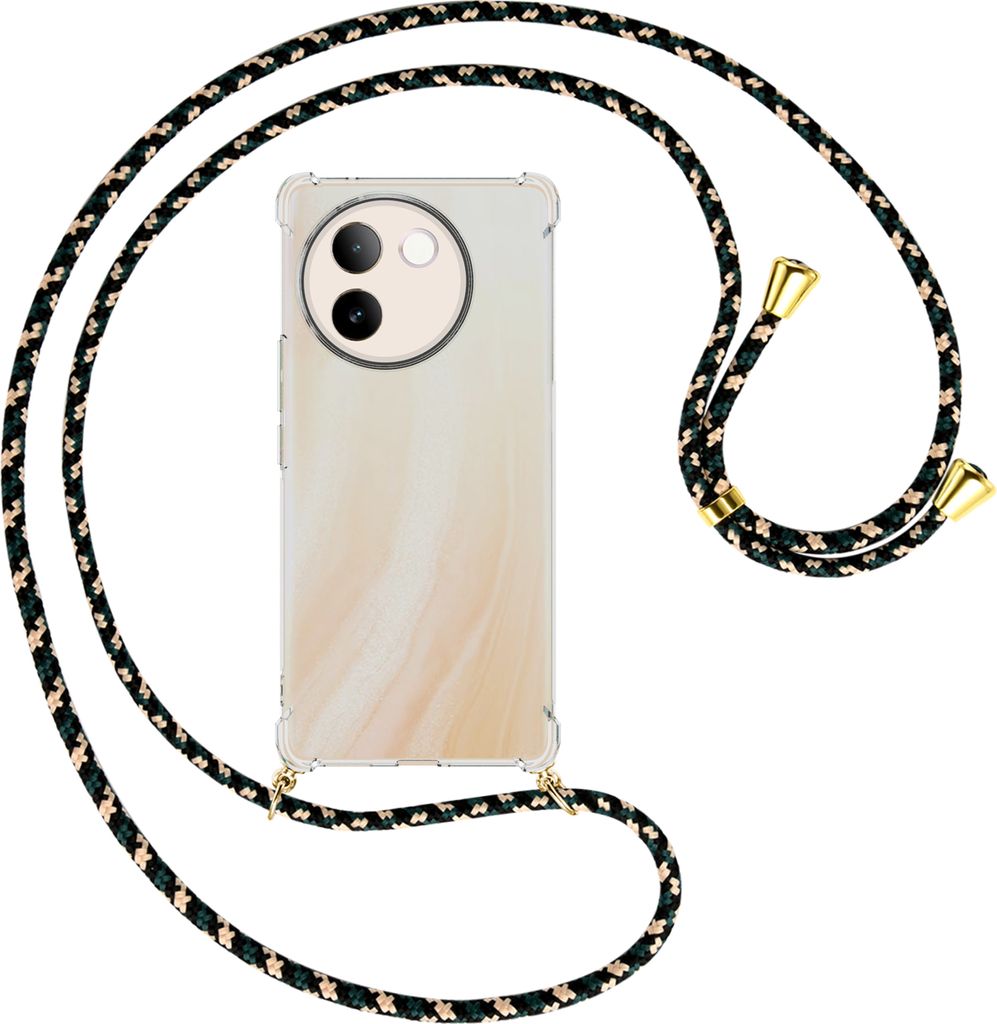 Handykette Backcover-Schutzhülle mit Band (Metall goldfarben) für vivo V30E 5G / V40 lite 5G - camouflage