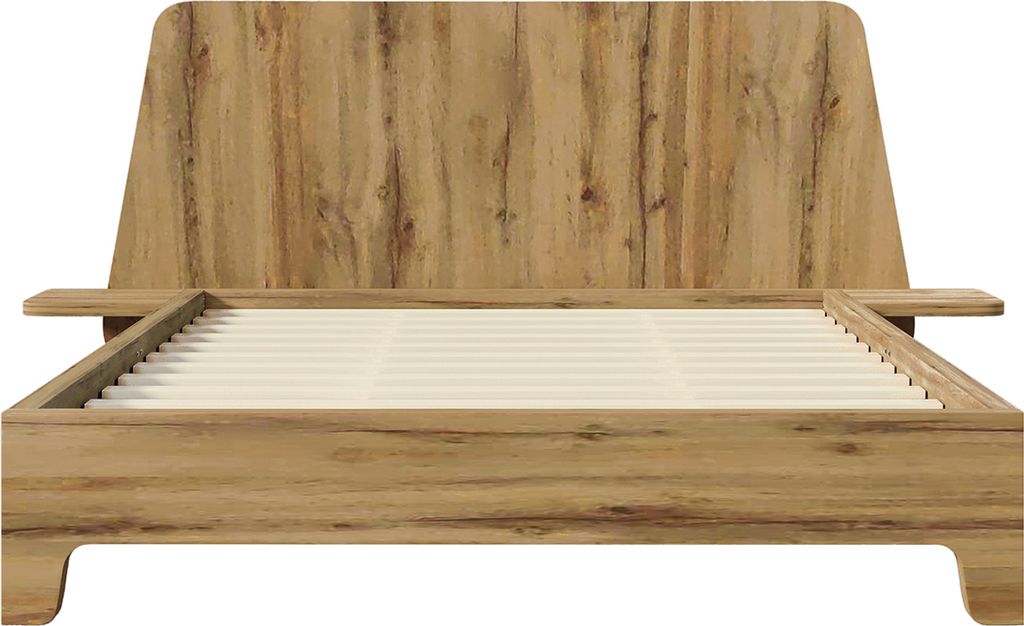 Bettgestell mit Stauraum-Kopfteil und Lattenrost Massivholzbett Bettrahmen Gästebett Hochwertiges Material 160x200cm