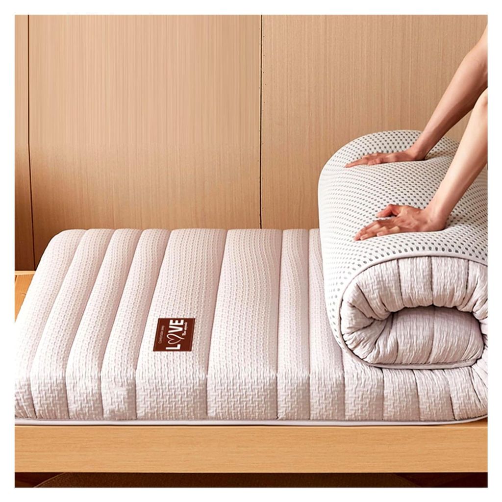 Grau/6cm, 120 * 200cm/FULL, Latex Japanische Bodenmatratze Futon Matratze mit Elastischem Rutschschutzband Atmungsaktiv Schlafsaal Matratzenpad Dic...