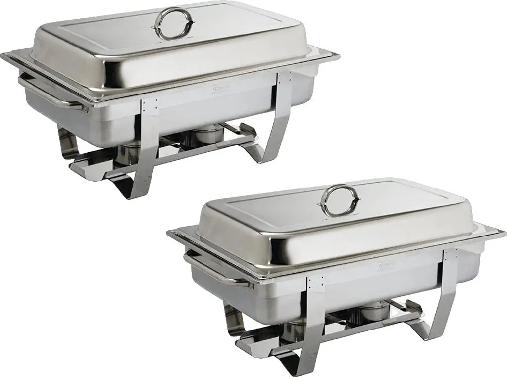 Chauffe-plat inox thermo-isolant argenté set de 2 pour maintien au chaud