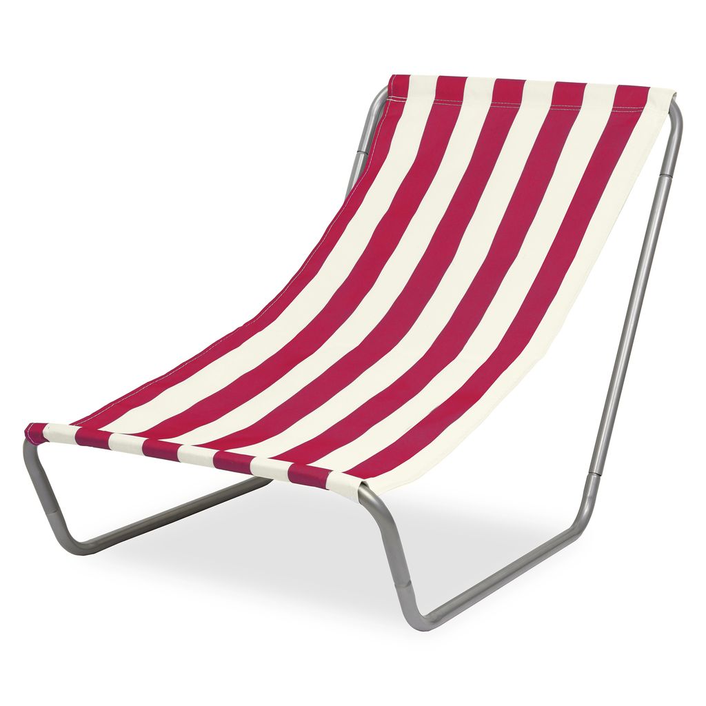 FEBE Leżak plażowy ogrodowy czerwony/beżowy w paski lekki Zdjęcie produktu 