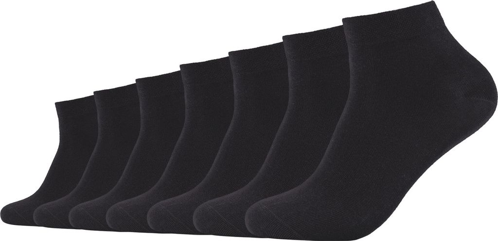 Camano Uni Socken - Quarter, einfarbig, 7er Pack Schwarz 43-46