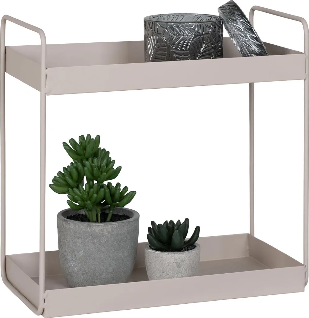 QUVIO Portaspezie - 2 strati - Acciaio - Sabbia - Beige - 30x15x31 cm - Elegante contenitore per soggiorno, bagno e cucina - Design minimalista - Robusto e durevole - 4