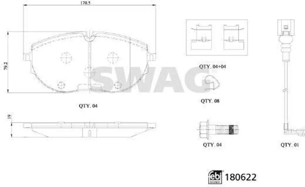 Plaquettes de frein avant SWAG 33 10 7793 pour VW Multivan VI SGF SGM