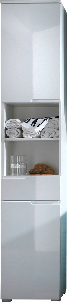 Hochschrank - Weiß Hochglanz - B 40 cm - 2 Türen - 1 Schublade