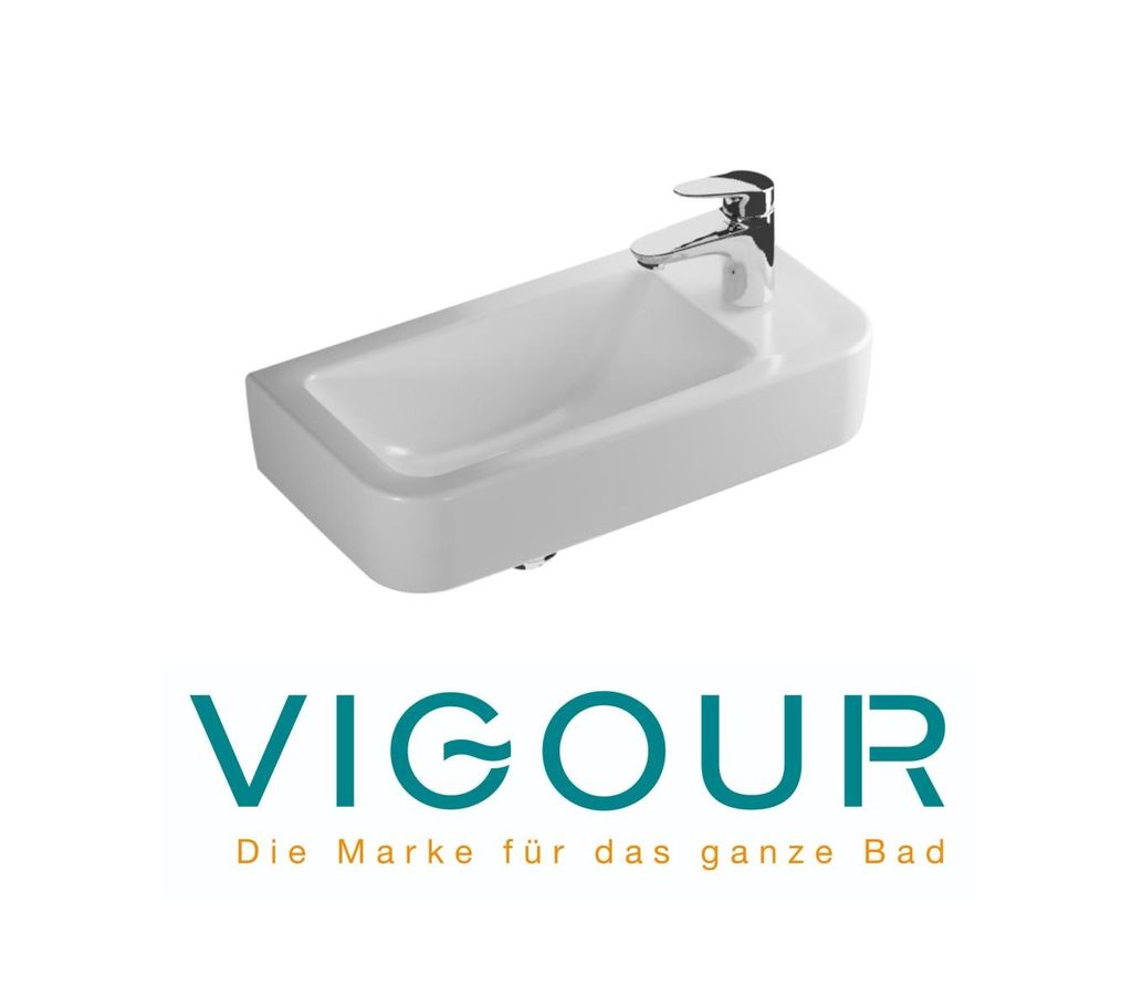 VIGOUR CLIVIA Handwaschbecken eckig 50x25 cm Hahnloch Produktbild 