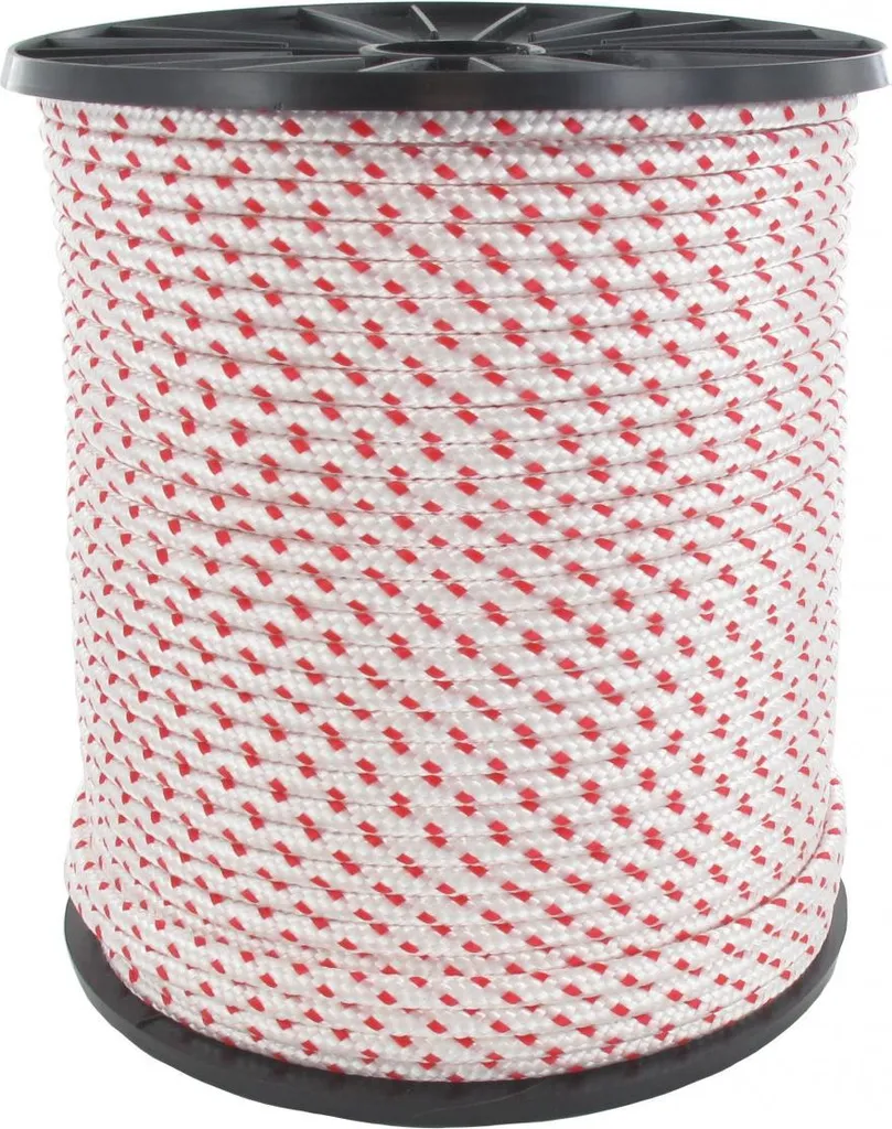 Drisse de lancer blanche et rouge en polyamide de 100 mètres et 4mm de Ø