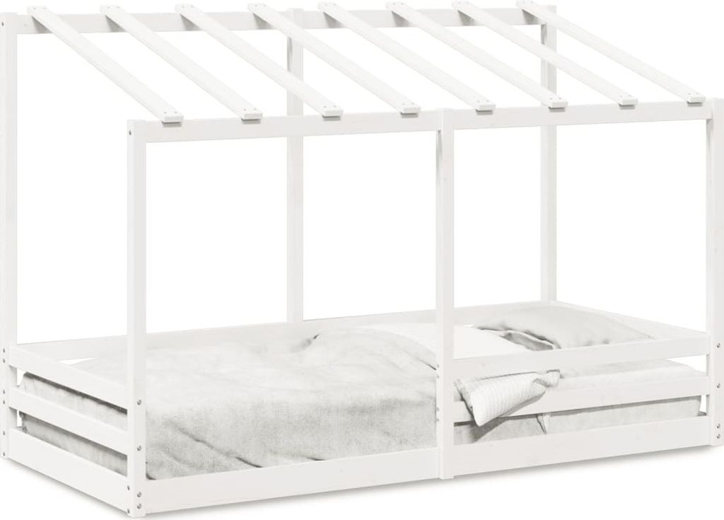 Maison Exclusive - Kinderbett mit Dach Weiß 100x200 cm Massivholz Kiefer