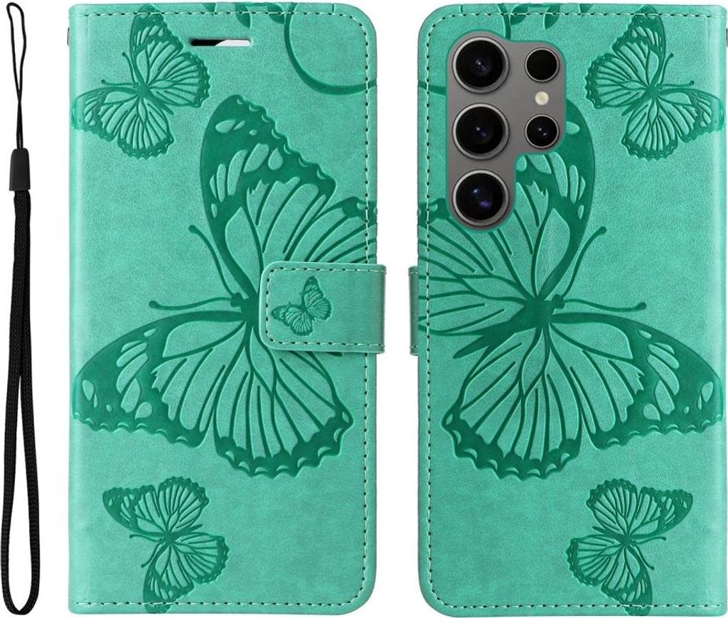 Samsung Galaxy S25 Ultra Hülle - Coverup Schmetterlinge Klapphülle - Mintgrün