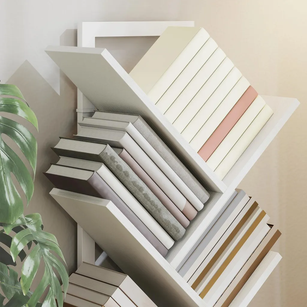 Bibliothèque Arbre Stable Anti-Chute : Range-Livres Design Blanc - 9