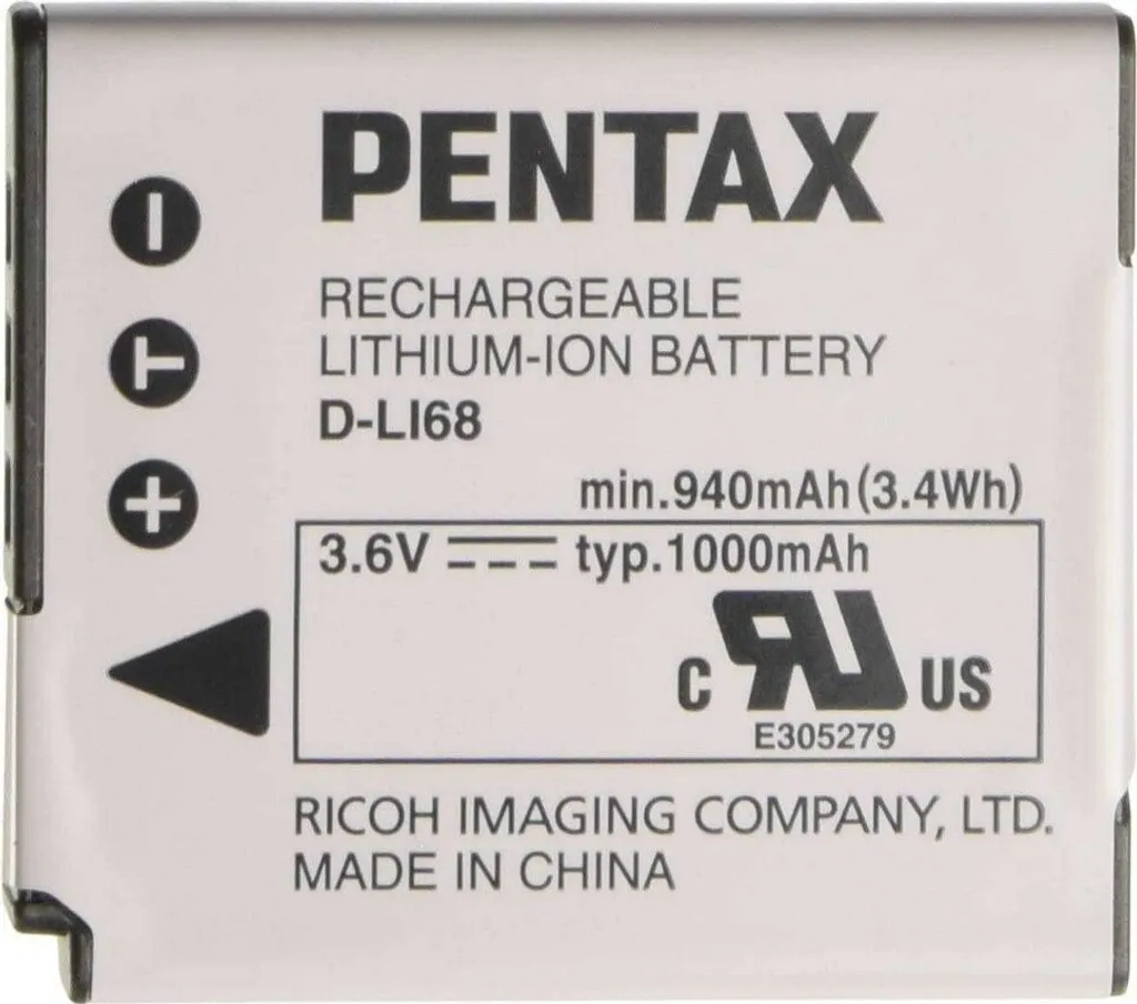 Batterie Li-Ion Pentax D-LI 68 de 1000 mAh pour appareil photo numérique