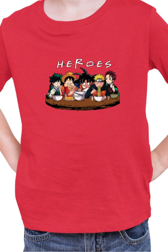 Kinder T-Shirt Manga Japan Anime Comics Animation Anime Heroes 03, 3-4 Jahr - 104 / Rot