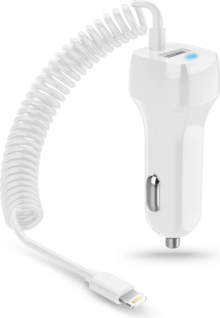 Auto Ladekabel für Apple iPhone 13 Mini Pro Max Ladegerät 8-Pin Kfz Lade Kabel, Farbe:Weiss