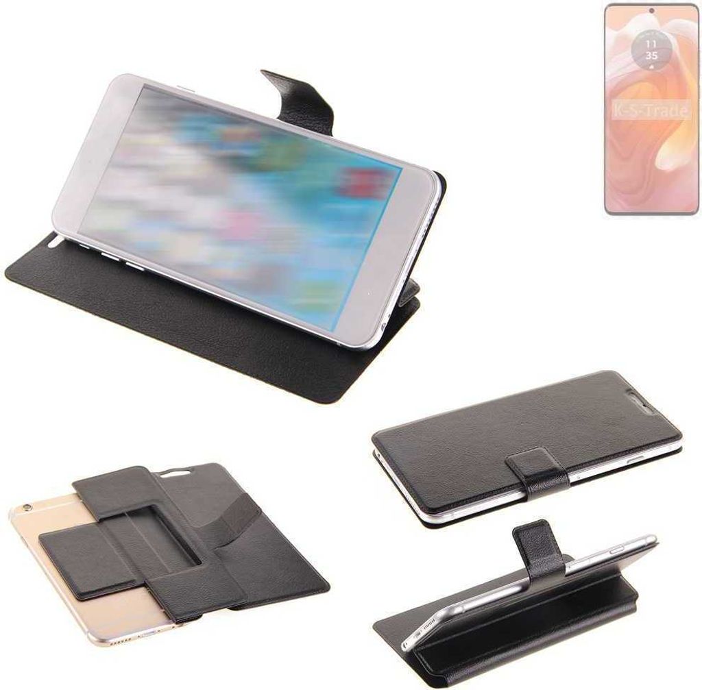 K-S-Trade Schutzhülle kompatibel mit Motorola Edge 50 Ultra Schutzhülle Flip Cover Klapphülle Wallet Case Slim Handyhülle bookstyle schwarz