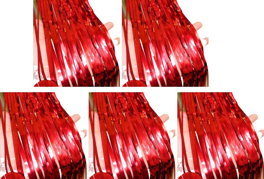 5 Stück funkelnde Folien-Fransenvorhänge, 1 x 2 m, metallischer Streamer-Hintergrund für Hochzeit, Geburtstagsparty, wiederverwendbare glänzend...