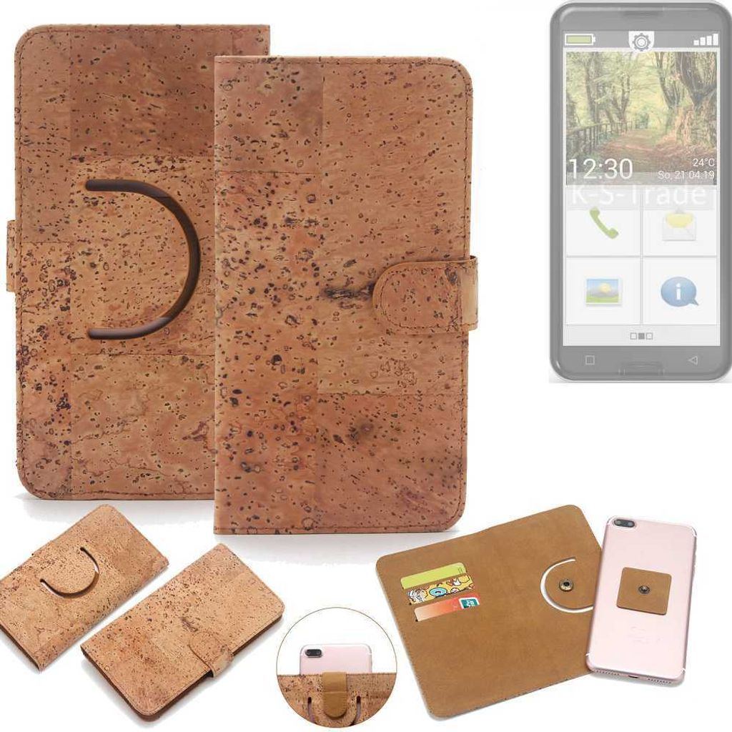 K-S-Trade Handy-Hülle Schutz-Hülle kompatibel mit Emporia Smart.3 Handyhülle Schutzhülle Korkhülle Kork-Hülle 1x