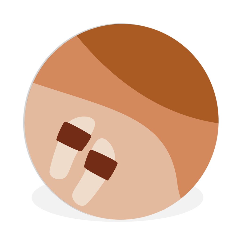 MuchoWow Rundes Wandbild - Runde Bilder Sommer - Pantoffeln - Braun Ø 90 cm Kreis Wanddekoration Kunststoff - Wandkreis - Wandschmuck - Wand-Kre...