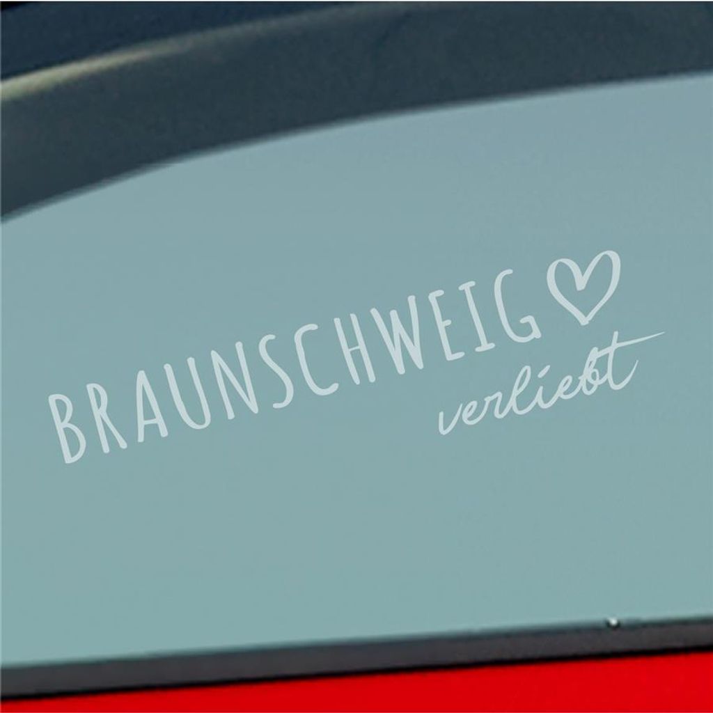 Auto Aufkleber Braunschweig verliebt Herz Stadt Heimat Liebe Car 19x5 cm Milchglas Sticker Heckscheibenaufkleber