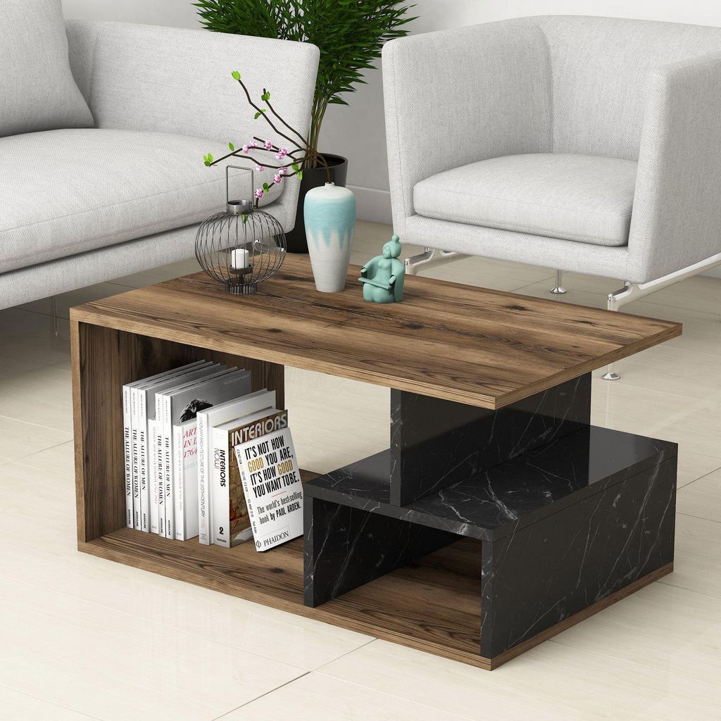 Skye Decor, Arte 2040, Couchtische, Dunkles Walnussholz, Melaminplatte, 90 x 42 x 54 cm