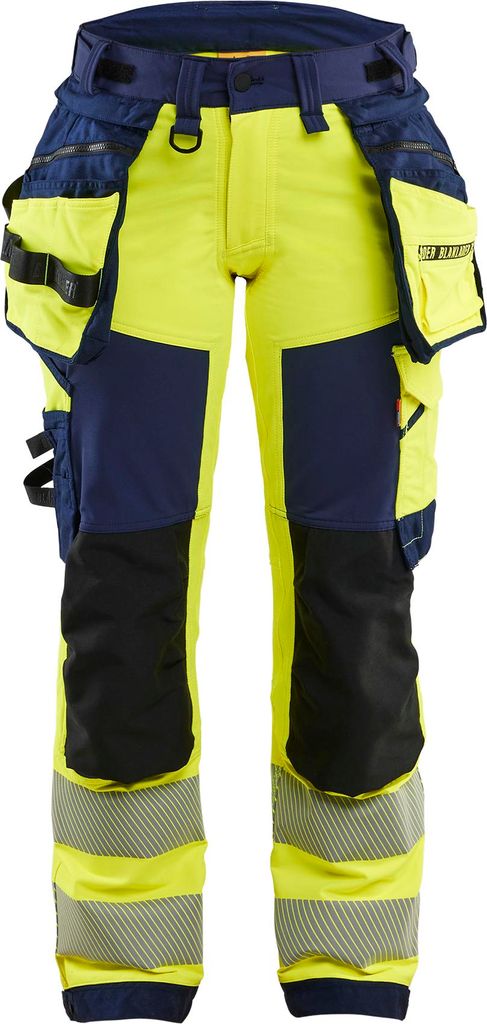 Blakläder Damen High Vis Arbeitshose 4-Wege-Stretch 7022, Farbe:High Vis Gelb/Marineblau, Größe:D18