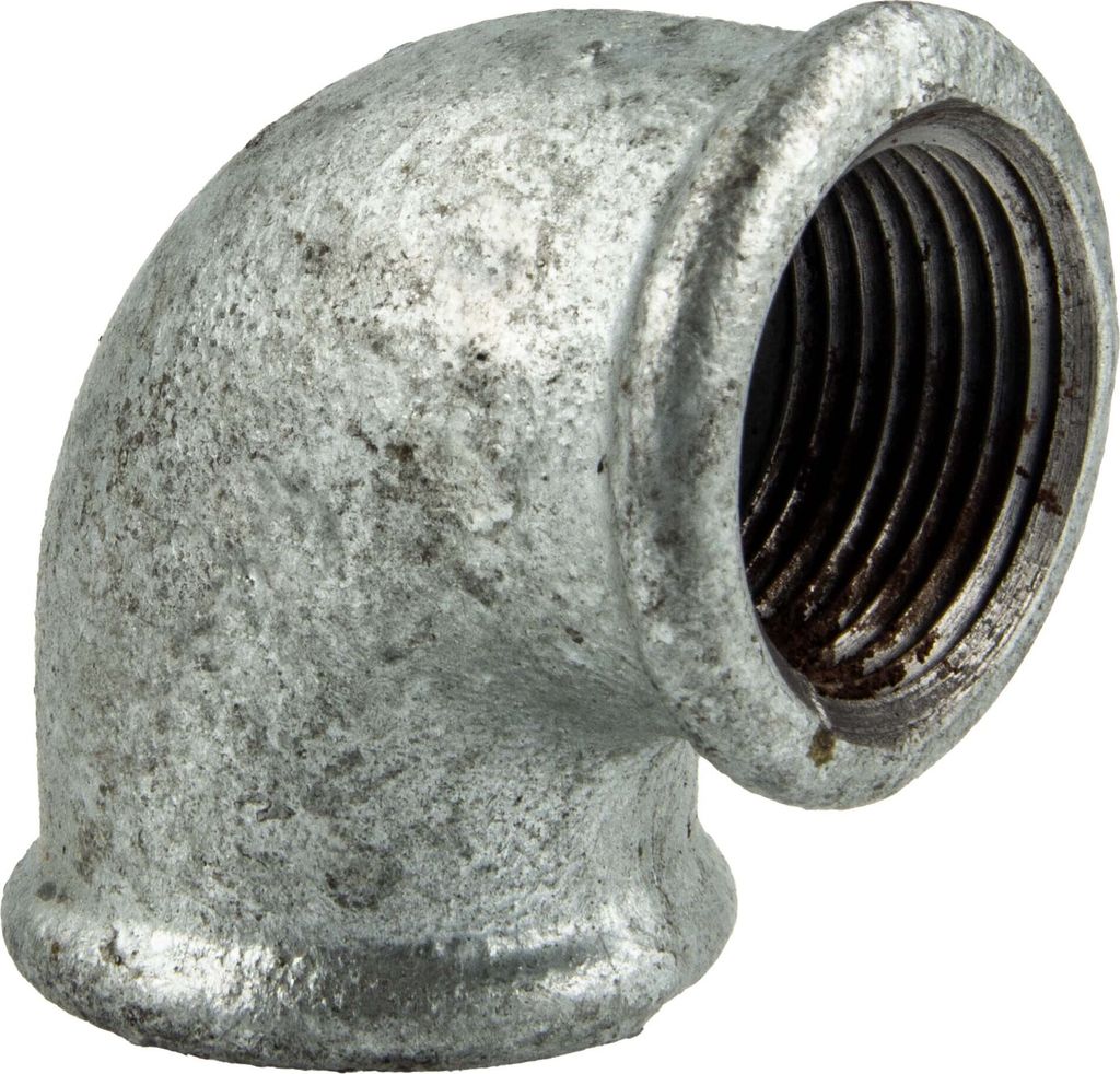 Temperguss-Gewindefitting verzinkt Winkel 90°, IG x IG 3/4 Zoll, Typ 90, DVGW