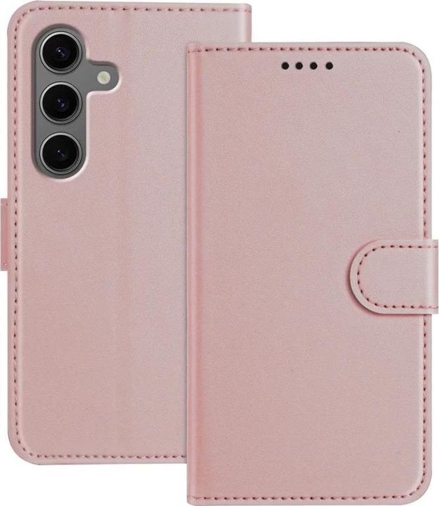 Hülle für Samsung Galaxy S25 Plus/S24 Plus - Phonesta Smooth Skin Book Wallet Klapphülle mit abnehmbarer Kordel - Roségold