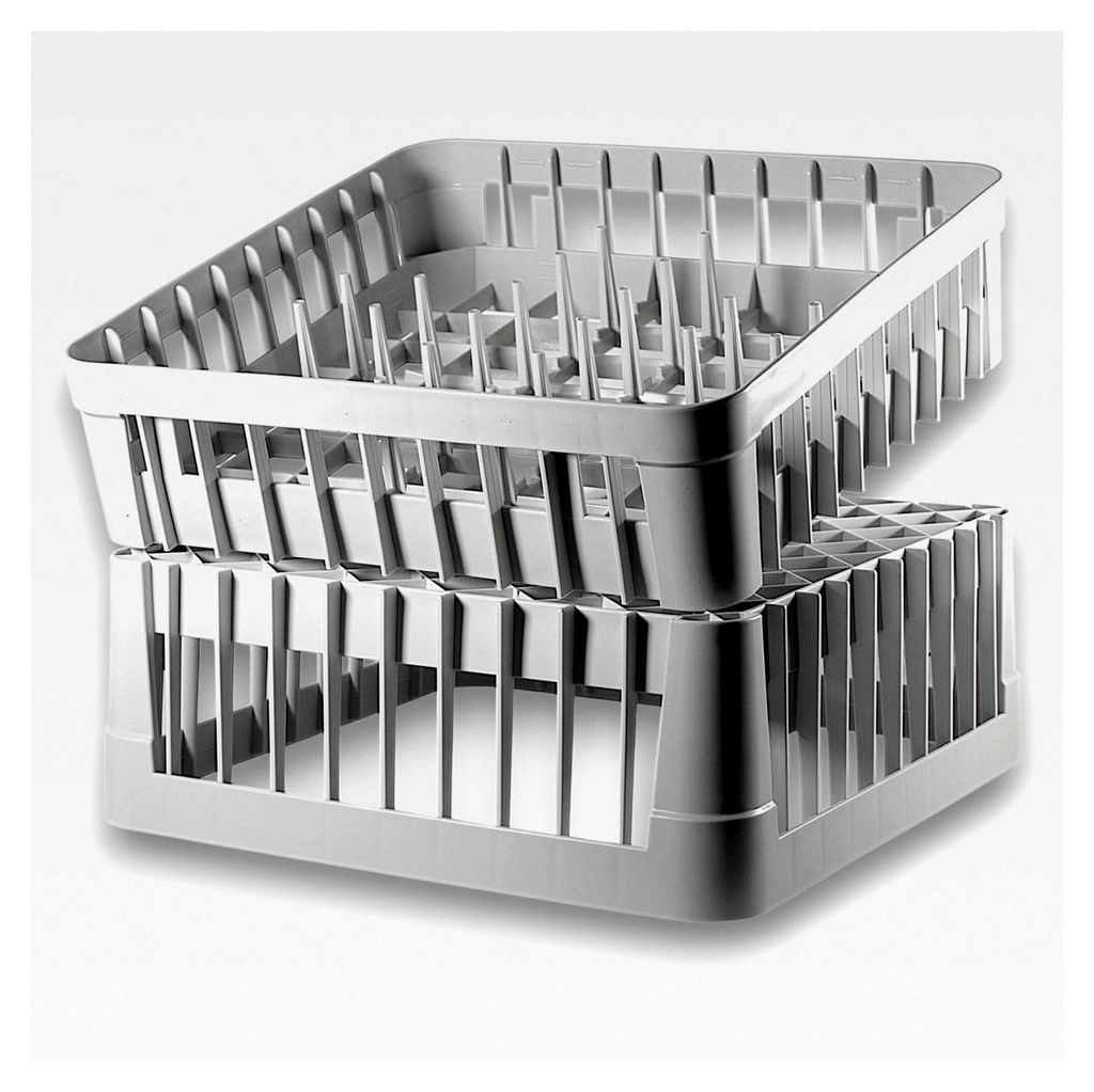 2-teiliges Spülkorb Set 40x40 cm – Spülmaschinenkorb & Fingerkorb für Gastronomie | Tabletts, Gläser, Tassen, Teller | stapelbar | Kunststoff...