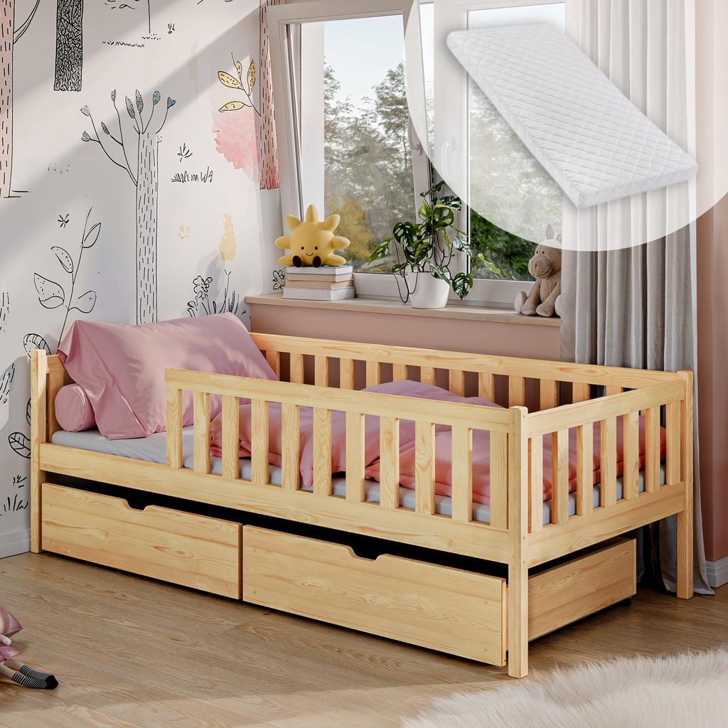 Lit d'enfant avec deux tiroirs, protection contre les Image du produit 