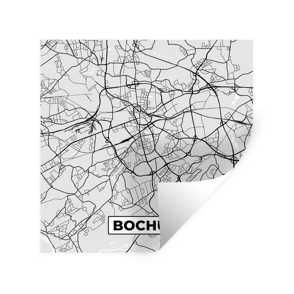 MuchoWow Wandtattoo Wandsticker Wandaufkleber Bochum - Deutschland - Karte - Stadtplan 30x30 cm Selbstklebend und Repositionierbar - Repositionie...
