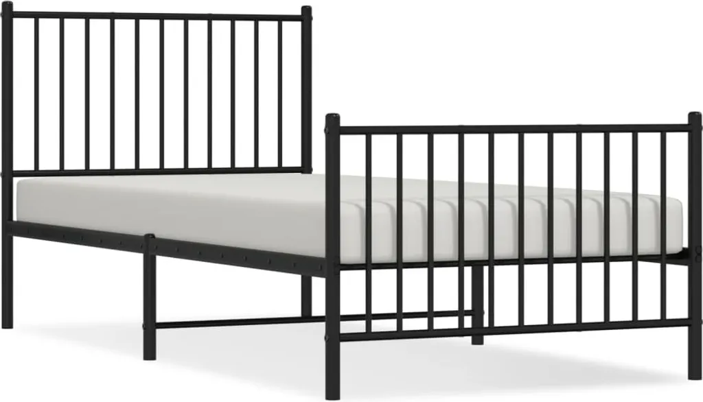 vidaXL Cadre de lit avec tête et pied de lit en métal noir 90x200 cm