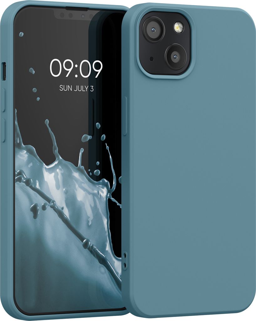 kwmobile Hülle kompatibel mit Apple iPhone 13 Hülle - gummierte TPU Silikon Handyhülle - Schutzhülle für kabelloses Laden - Case in Arctic Night