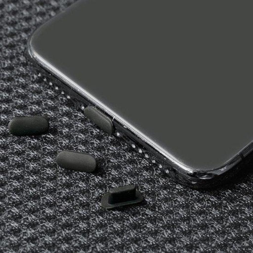 Schwarze Anti-Staub-Stecker für iPhone, 20 Stück, flach