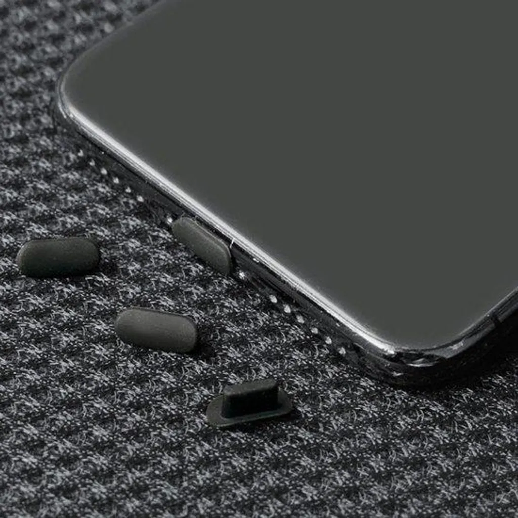 Lot de 20 bouchons anti-poussière noirs plats pour iPhone et port Lightning