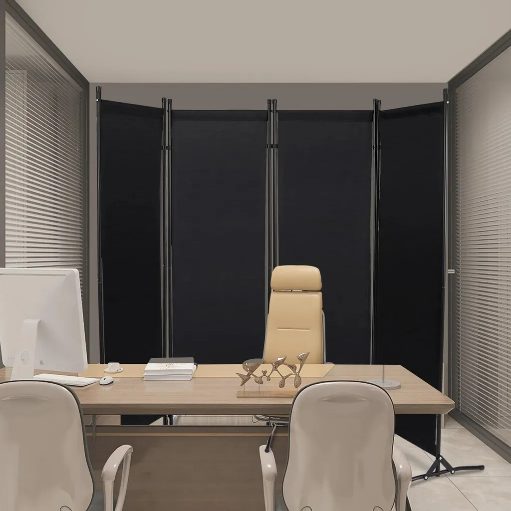 Paravent de bureau pliable gris foncé idéal pour télétravail et salon