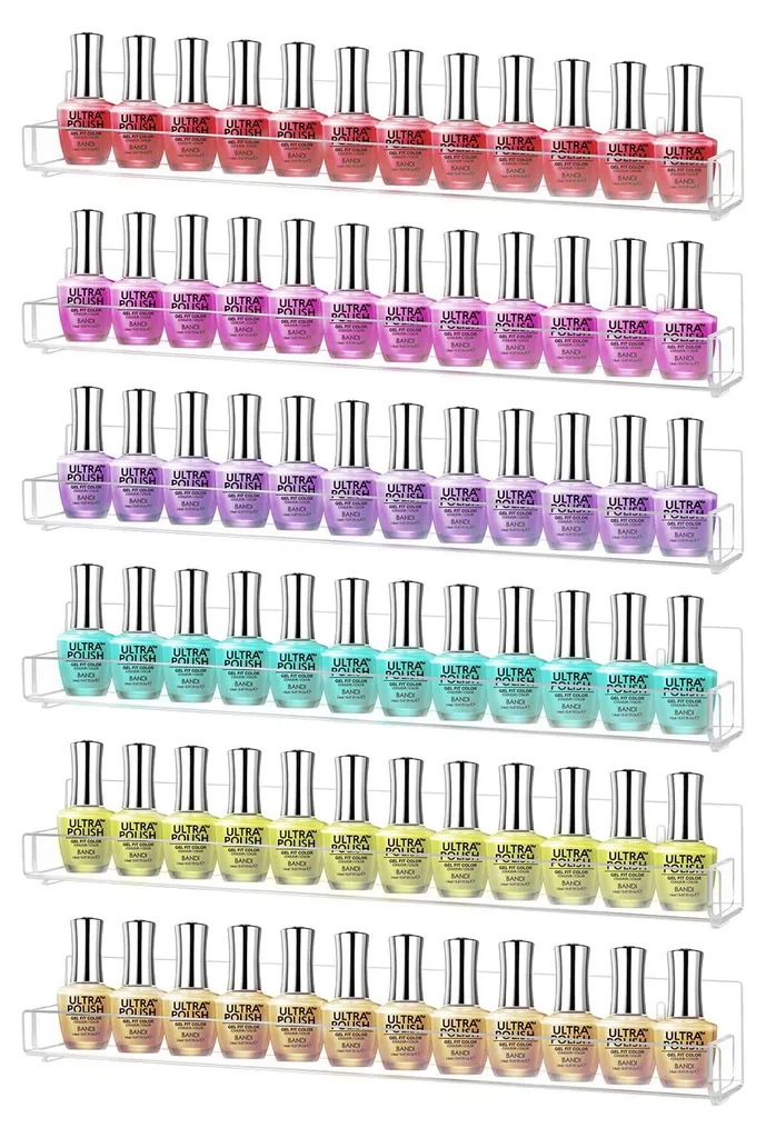 Présentoir Vernis à Ongles Mural en Acrylique pour 90 Flacons - 38cm