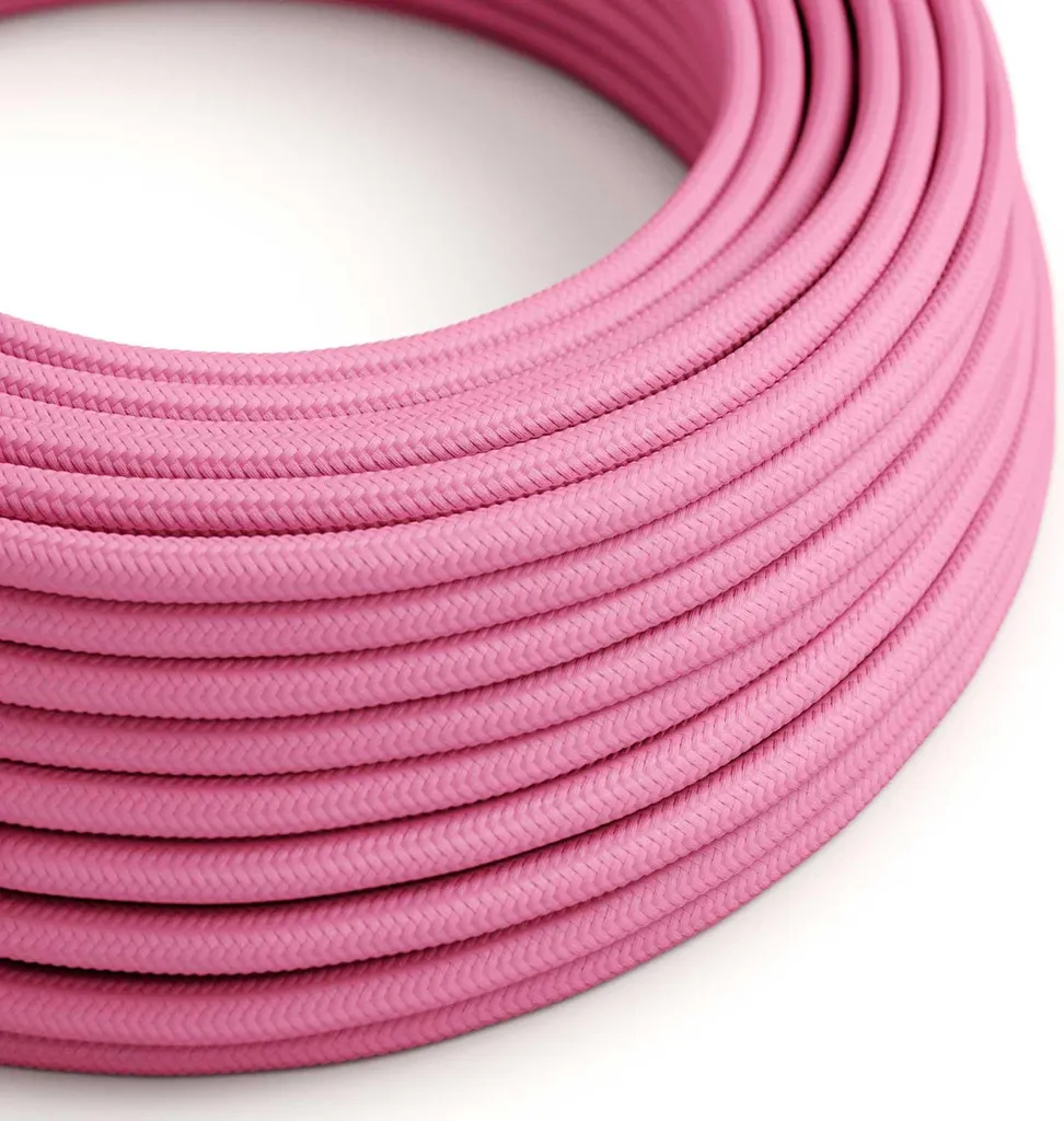 Câble Électrique Textile Rose Fuchsia RM08 Effet Soie Rond 2x0,75mm² 50m