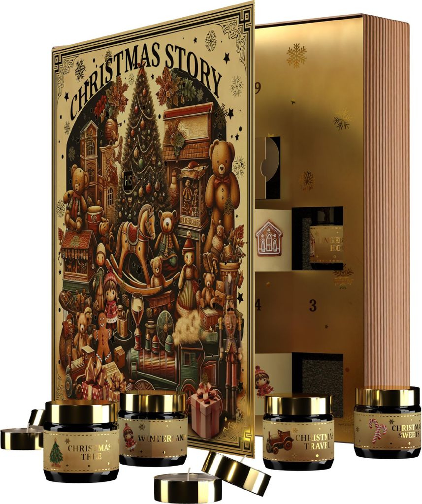 HISKIN Home Märchenbuch-Geschenkset - Adventskalender (Duftkerzen)