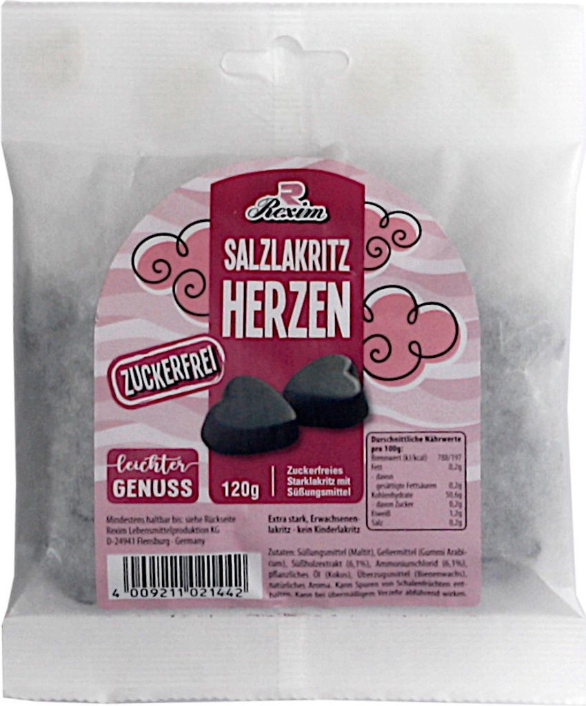 Rexim Salzlakritz Herzen zuckerfrei 120g Produktbild 