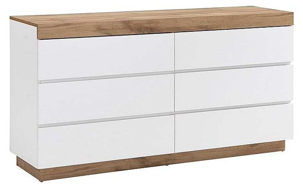 Kommode mit 6 Schubladen – Weiß und naturfarben – RENIRI