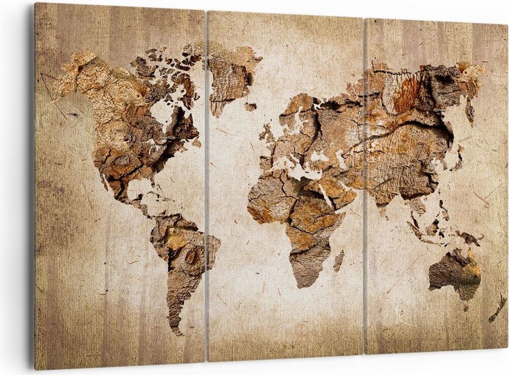 Bild auf Leinwand - Leinwandbild - Karte Welt modern - 165x110cm - Wand Bild - Wanddeko - Leinwanddruck - Bilder - Kunstdruck - Wanddekoration - Le...