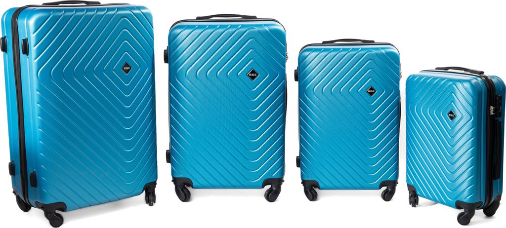 RGL 741 Kofferset Reisekofferset Trolleyset Hartschale Trolley Hardcase 4-teilig 4in1 Koffer XXL XL 26" XL 24" L Farbe: Metalik Blau
