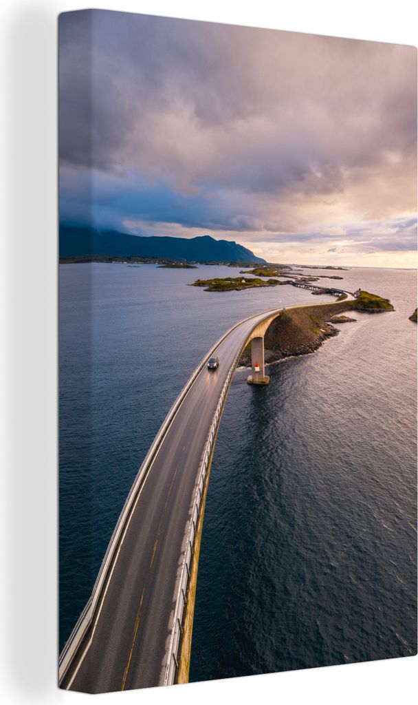 OneMillionCanvasses - Leinwandbilder - 90x140 cm, Storseisundet-Brücke an der norwegischen Küste, Wandbilder Kunstdruck Wanddekoration - Foto a...