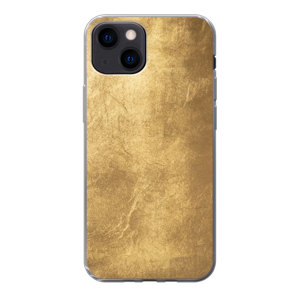 MuchoWow Handyhülle Schutzhülle Hülle für iPhone 13 mini Licht fällt auf eine goldene Wand Silikon Softcase Handy Hülle - Softcase