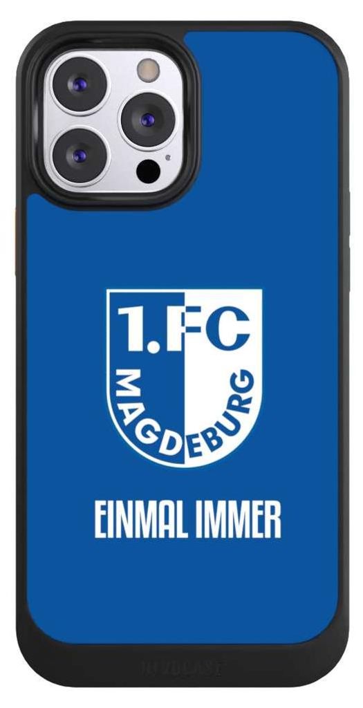 NIVOCASE Hülle für Apple iPhone 13 Pro Max Handyhülle NIVOcore Case Schwarz Offizielles Lizenzprodukt Wappen 1. FC Magdeburg