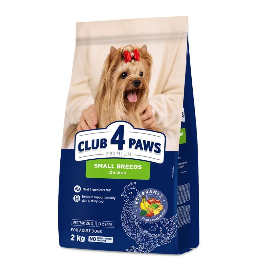CLUB 4 PAWS Premium Trockenfutter für ausgewachsene Hunde kleiner Rassen mit Huhn-2 kg