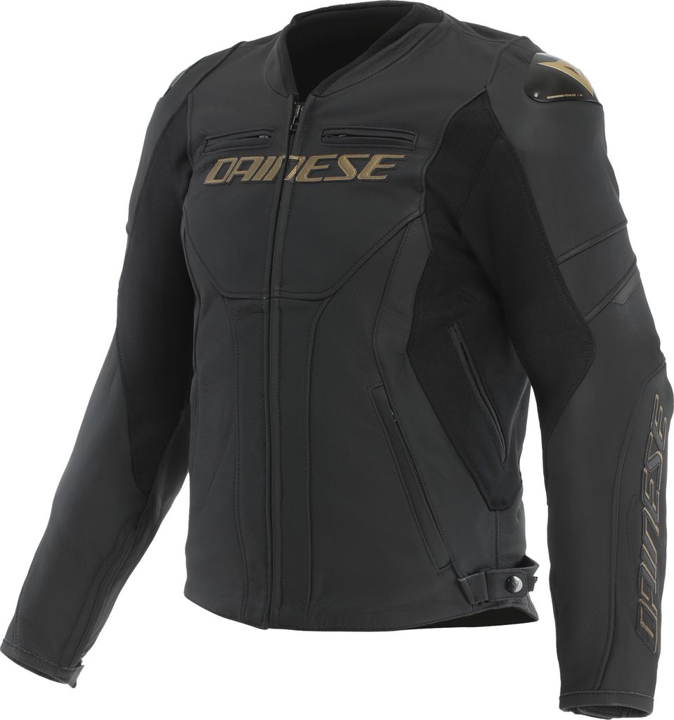 Dainese Racing 5 Motorrad Lederjacke, schwarz/gold, 60