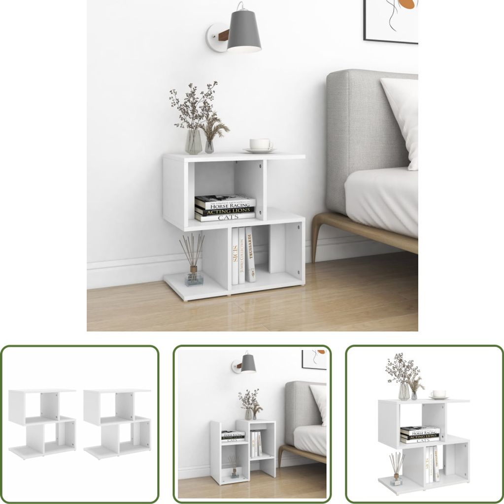 The Living Store Nachttische 2 Stk. Weiß 50x30x51,5 cm Holzwerkstoff