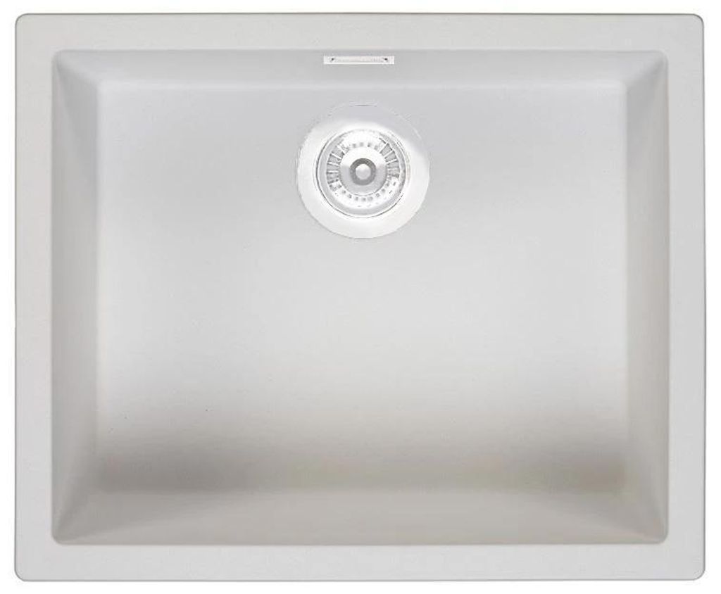 Weißes Spülbecken 50 x 40 cm, für Unter- und Aufsatzmontage, mit automatischem weißem Abflussstopfen 1208971903